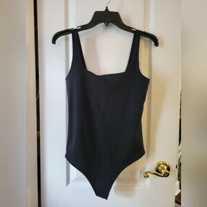 Abercrombie & Fitch Soft Matte Seamless Squareneck Thong Bodysuit Black Medium